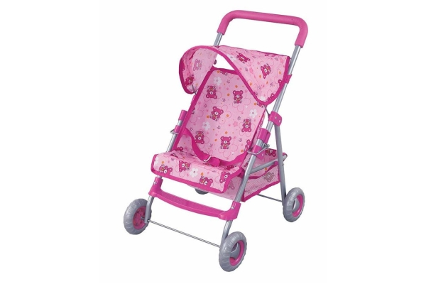 FEI LI TOYS Кукольная коляска/трость с регулируемым капором 46*35,5*63cm, розовый FL8186