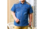 Мужская джинсовая рубашка с коротким рукавом