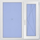 Пластиковое окно REHAU THERMO (1350мм*1400мм) двухстворчатое 1 П/О створка
