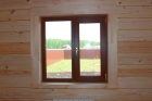Деревянное двухстворчатое окно 1400*1300 сосна