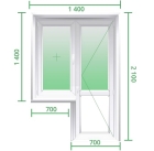 Балконный блок REHAU GRAZIO (2150 мм*1400мм) дверь поворотная окно глухое