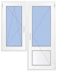 Балконный блок REHAU DELIGHT Design (2150 мм*1400мм) двухкамерный с/п 32 мм дверь пов. окно п/о