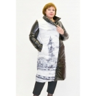  Женское пальто с принтом Городские мотивы (черно-белый)