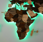 Деревянная карта мира 3д  с подсветкой 