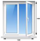 Пластиковое двустворчатое окно Новотекс/техно (1300 мм x 1400 мм)