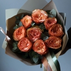 Букет цветов (9 пионовидных оранжевых роз)