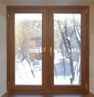 Деревянное двухстворчатое окно 1400*1300 сосна