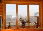 Деревянное трехстворчатое окно 1400*2100 дуб