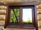 Деревянное двухстворчатое окно 1400*1300 дуб