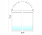 Арочное пластиковое окно 1100x800