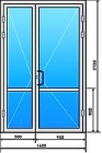 Двустворчатая алюминиевая дверь с нажимным гарнитуром
